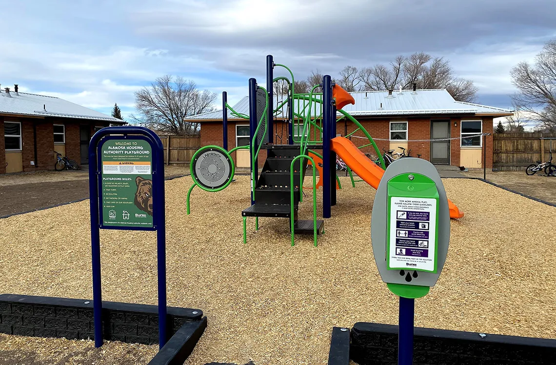 Sign for playground at Alamosa Housing Authority
